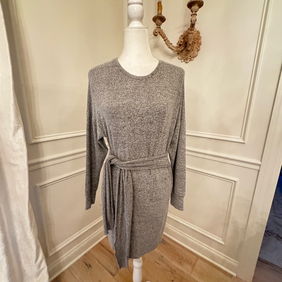 Topshop Heather Gray Tie Front Knit Dress - Picture 3 of 9